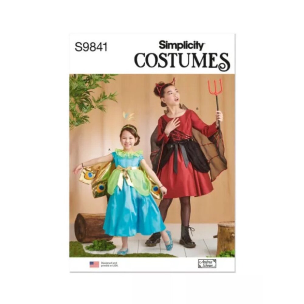 Simplicity Pattern 9841 Peacock Devil Dress Kids Costumes Andrea Schewe Sizes 7-
